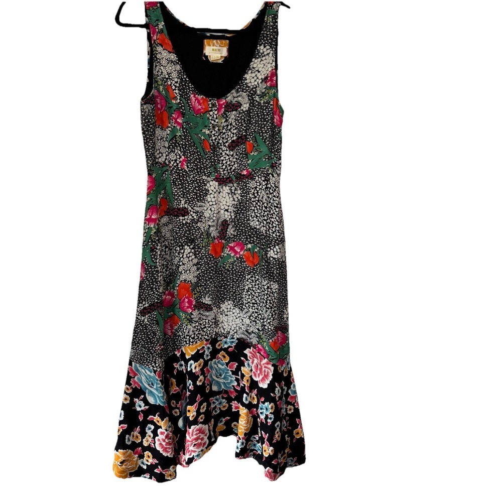 Anthropologie Maeve Violette Mixed Black Floral Midi Tank Dress 8 US/12 UK Boho - Picture 3 of 15